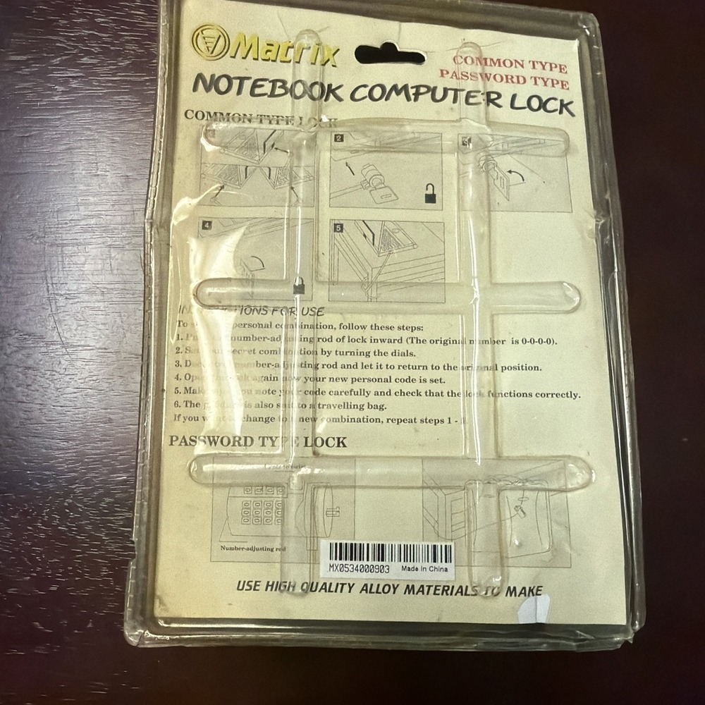 Matrix Technology Notebook Computer Cable Chain Key Lock Brand New! - Picture 2 of 2